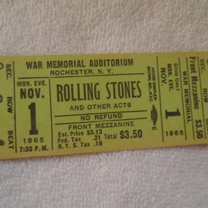 ROLLING STONES Original__1965__UNBENUTZTES Konzert TICKET__Rochester, NY.