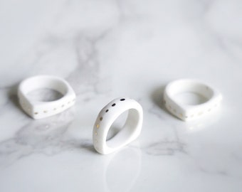 Ceramic Ring, Porcelain Ring, Handmade Porcelain Ring, Ceramic Jewelry, Porcelain Jewelry, Handmade Jewelry, Ring size 6, 6 1/2, 7  [R-147]