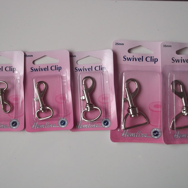 HEMLINE482.N - SWIVEL CLIP -Nickel Silver - 5 SIZES - 13mm, 15mm, 20mm, 25mm, 35mm