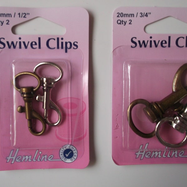 HEMLINE453A - SWIVEL CLIP - 2 Pack -1nickel/1bronze finish - 2 SIZES - 13mm, 20mm