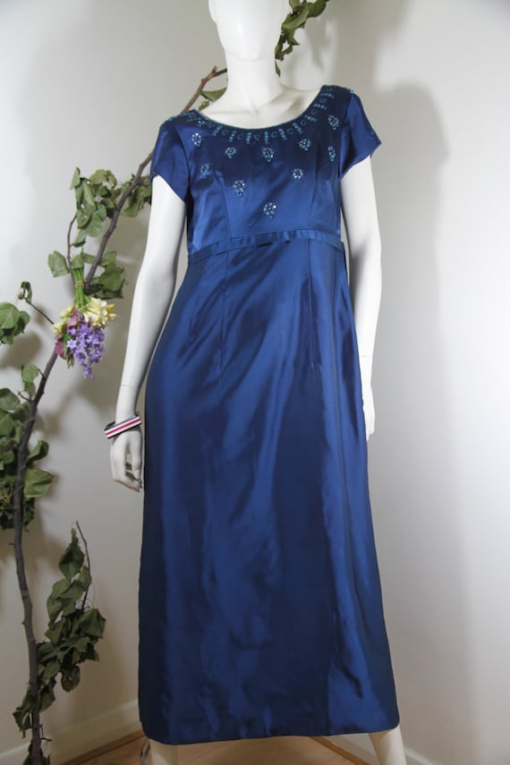 Blue Beaded Evening Gown