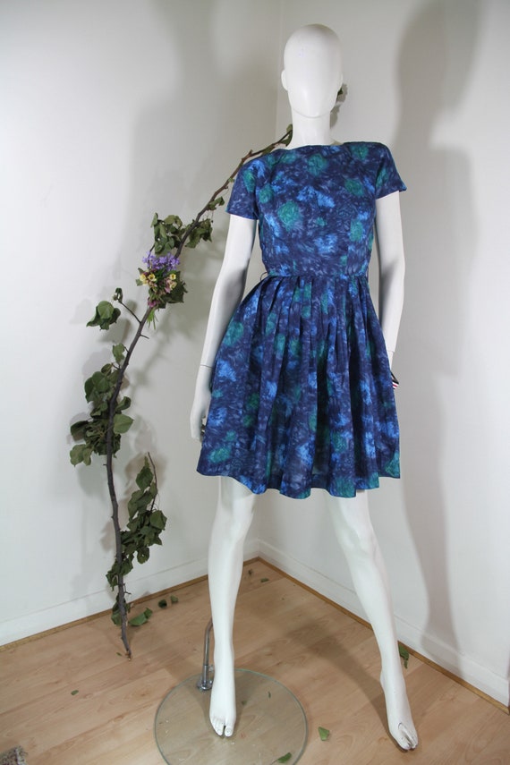 Mottled Blue Rayon Dress