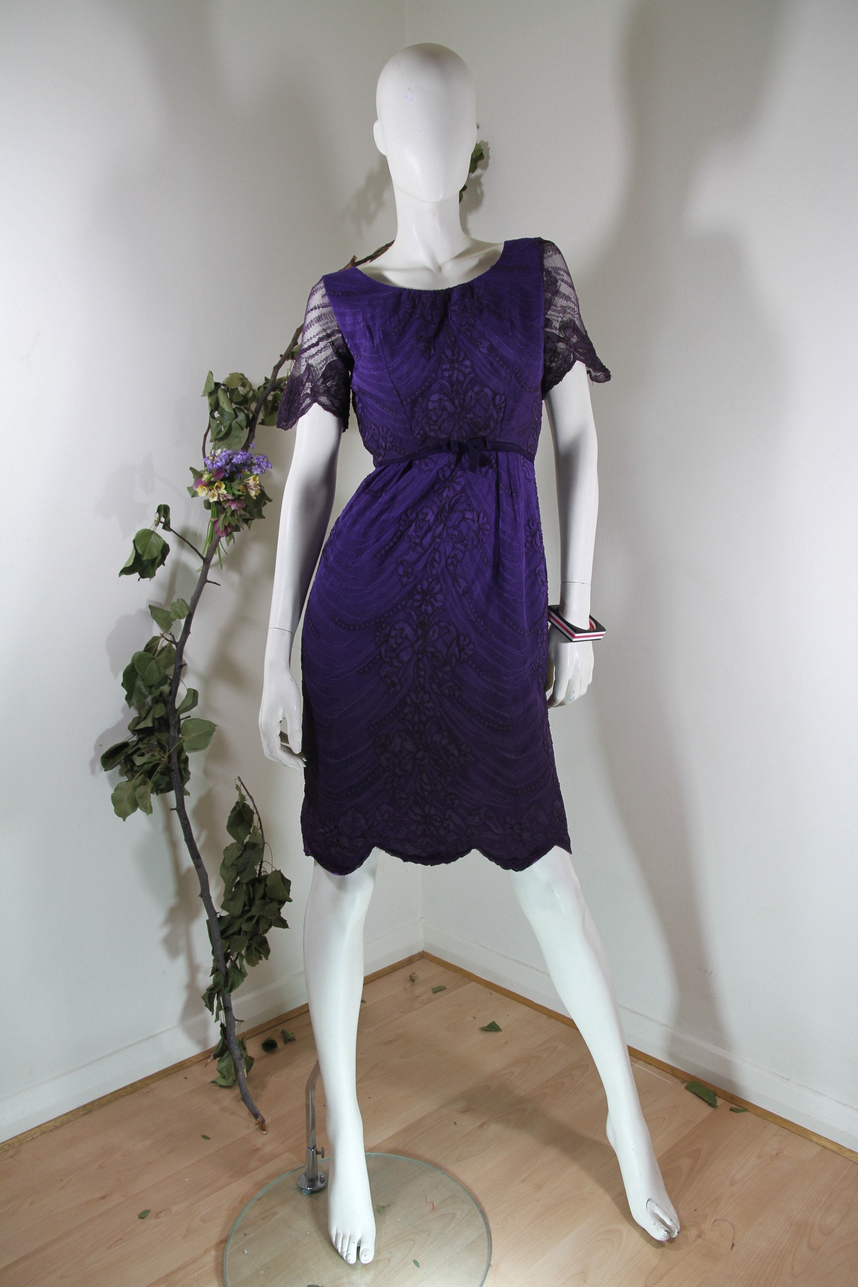 Purple Lace Cocktail Dress Etsy