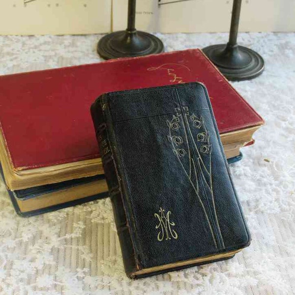RAR! antikes kleines Gebetsbuch, 1909, Ledereinband, Deutschland; antique small prayer booklet leather 1909 Germany; german Brocante Vintage