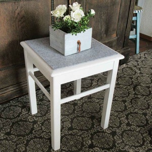 old stool with felt pad, solid wood; ancient stool with felt pad, solid wood; german vintage; Hallway, children&#39;s room, bedroom, kitchen