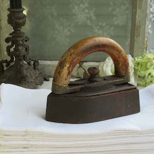 antique iron with wooden alternating handle FRANCE; french Brocante, antique decoration, country house
