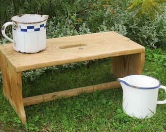 ancient stool, footstool, stool, shabby FRANCE; old footstool, shabby, solid wood, FRANCE, hand crafted; French brocante, vintage