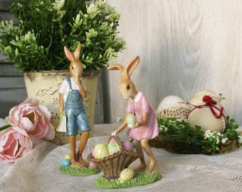 Osterhasen Päärchen, Dekofigur; couple easter bunny, decorative figure; Nostalgie, Vintage, nostalgic, easter decoration, Osterdeko