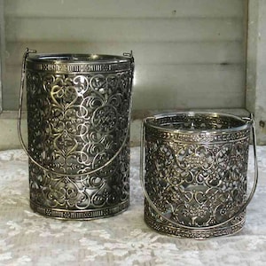 Lot De 2 Lanternes Shabby Chic En Fer Et Verre – Style Pays, Pour Jardin Et Intérieur