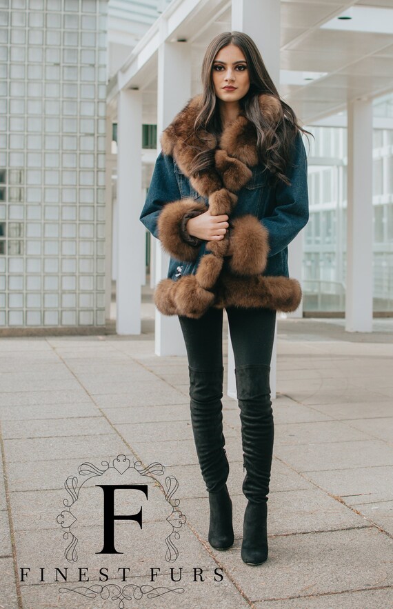 fox fur jean jacket