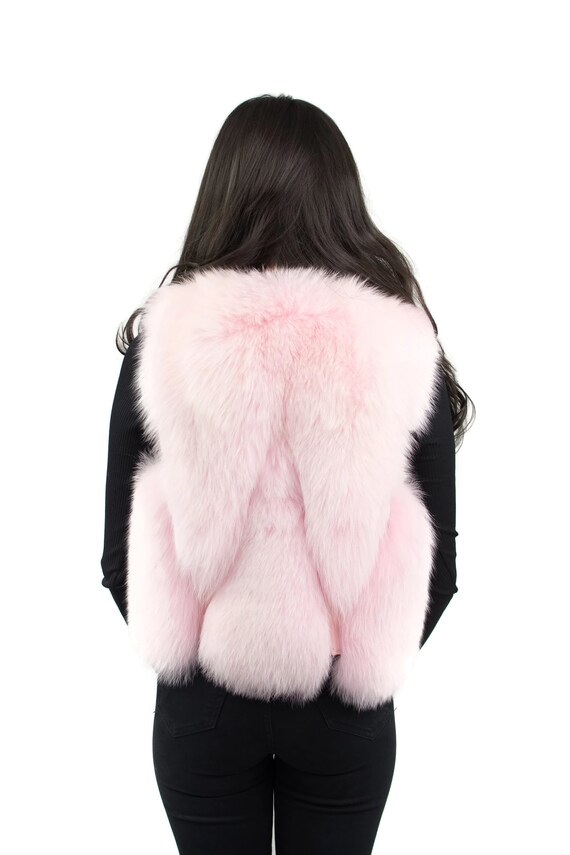 pink fox fur jacket