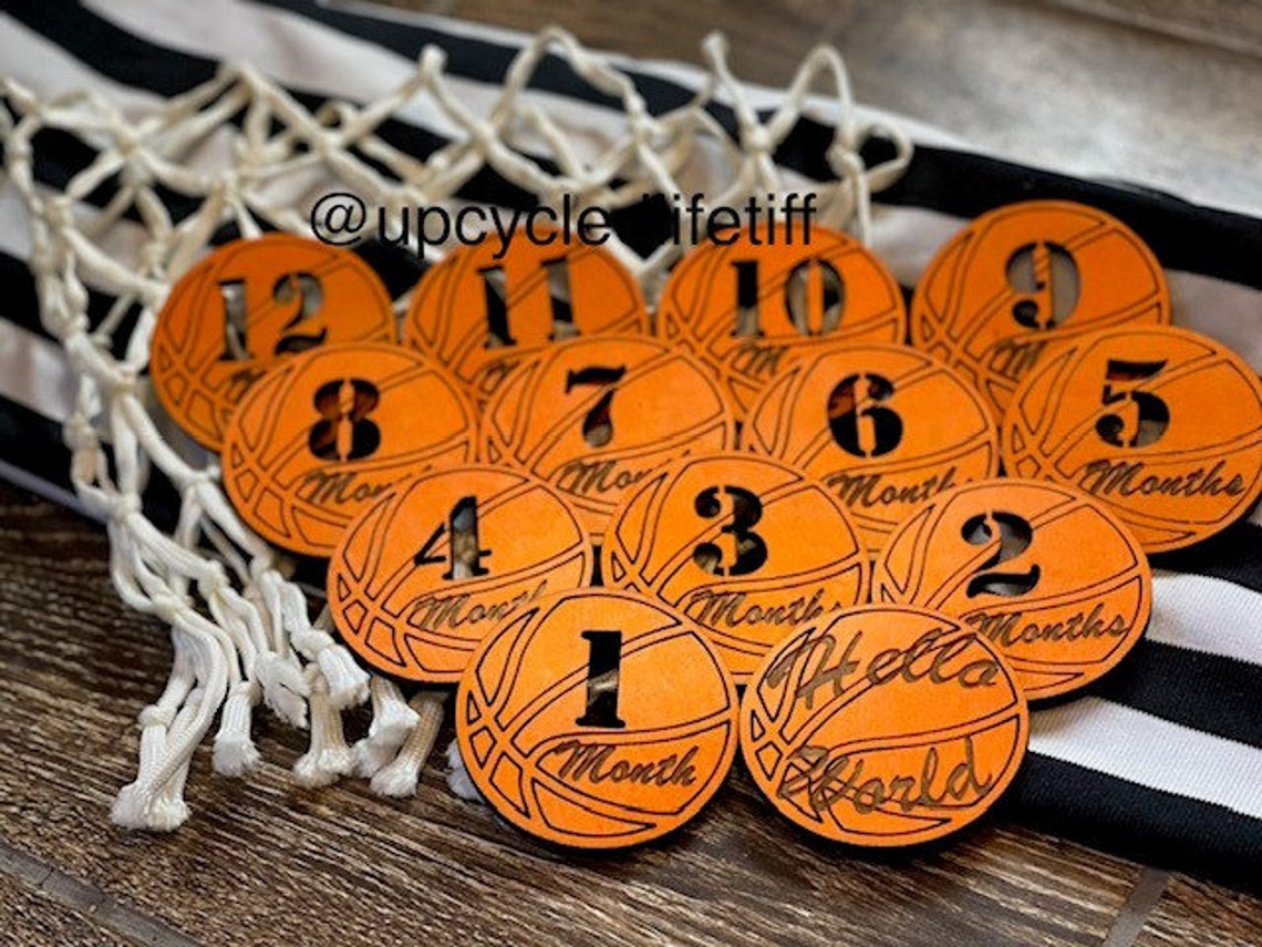 Baby Milestone Signs Basketball Theme Wooden Monthly Etsy