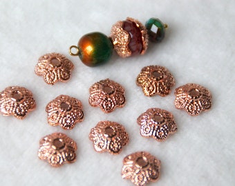 10 20 Perlenkappen 19-20mm groß roségold Kappen Blume Herz Metall rosegold