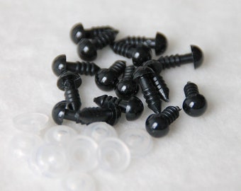 6 mm 10 st. Sicherheitsaugen, schwarz