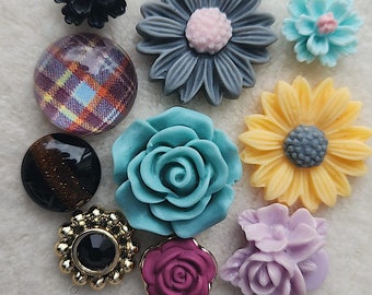 10 pcs. Acrylic cabochon 12 to 40 mm, mix