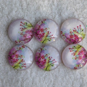 6 pcs acrylic cabochon with motif, 16 mm