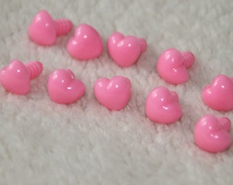 10 x 12 mm 10 pcs. Safety noses "Heart", pink