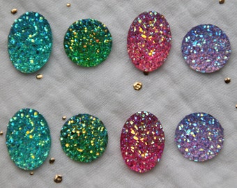 8 cabochons acryliques 14 et 13 x 18 mm