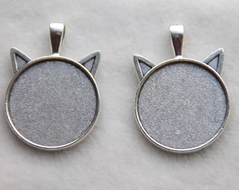 2 pcs sockets for Cabochon 25 mm silver color