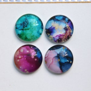 4 St. Glas Cabochon 18 mm rund mit Motiv