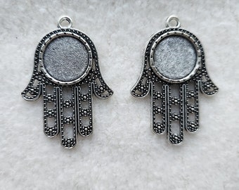 2 pcs. pendants, color silver 25 x 35 mm for cabachons 12 mm