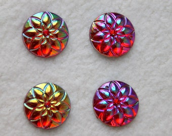 Cabochon acrylique de 20 mm avec motif, 4 pcs., mélange pour collage ou couture