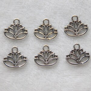 6 pcs. pendant &quot;Lotus&quot;, color old silver, 15 x 17 mm