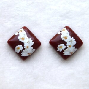 2 pcs acrylic cabochon with motif, 18 mm, square