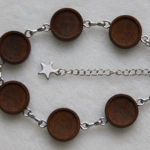 Bracciale con montatura in legno per cabochon 12 mm, metallo e legno