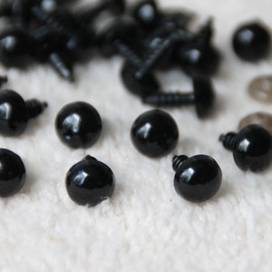 10 st. 8 mm Sicherheitsaugen, schwarz