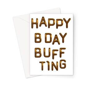 Carte d’anniversaire ballon B heureux jour Ting Buff feuille | Peng Ting | Buff Zoo