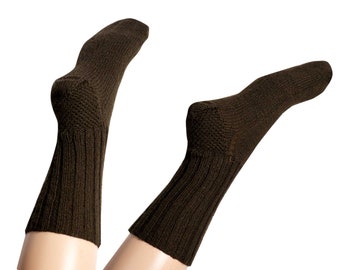 Hand-knitted wool socks, stockings - Mocha