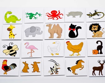 Memory Memospiel Thema: Tiere, Sinnesspiel, Memo Cards, Lernspiel, Legespiel 60 Karten ab 4 Jahre Irmas Ideen