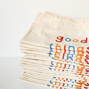 Good Things Are Coming Canvas Tote Bag Natural/Black image 6