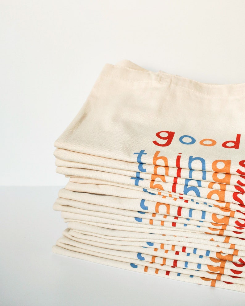 Good Things Are Coming Canvas Tote Bag Natural/Black image 6