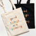 Good Things Are Coming Canvas Tote Bag - Natural/Black 