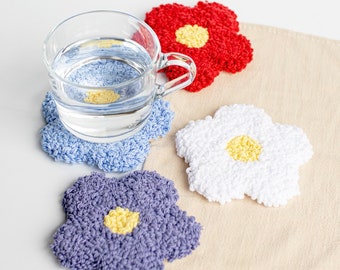 Handmade Flower Coaster - Punch Needle Embroidered