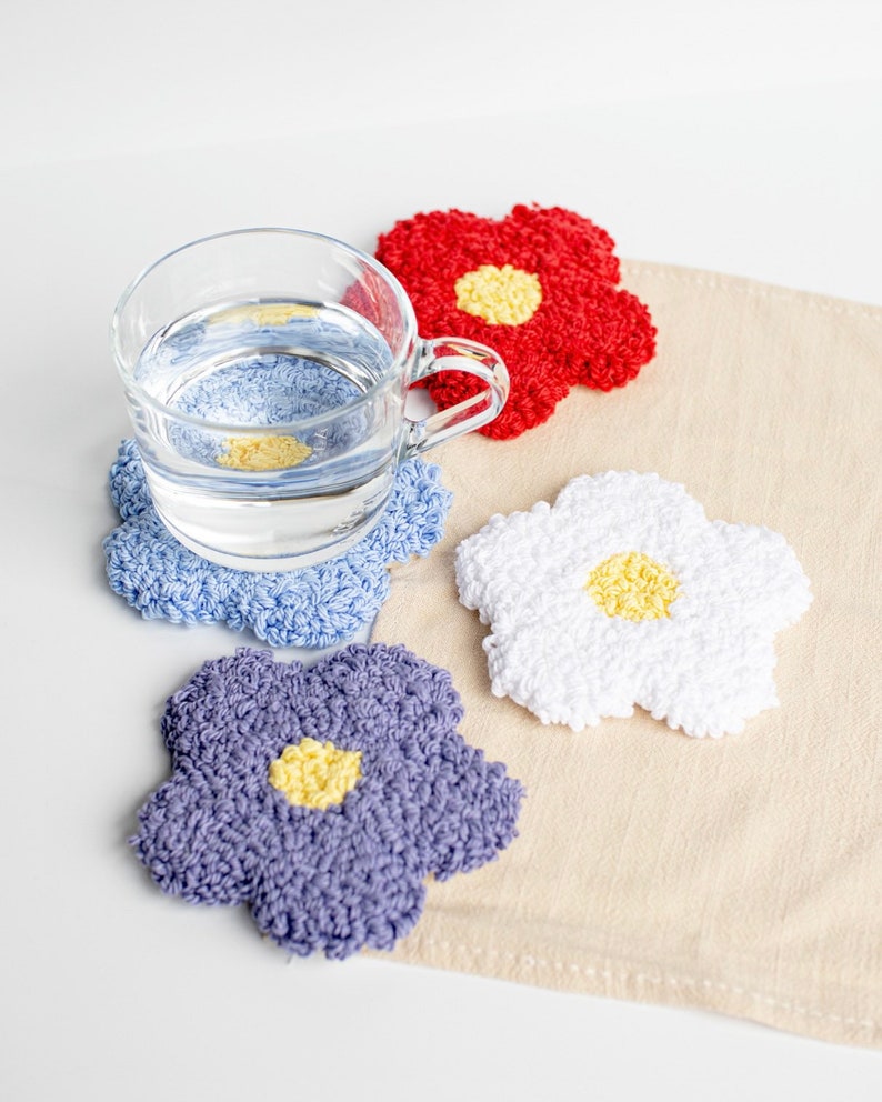 Handmade Flower Coaster Punch Needle Embroidered image 1