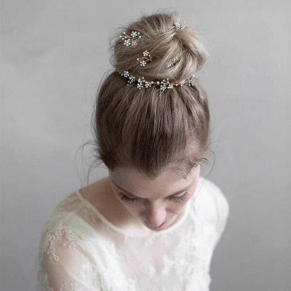 Silver Rhinestone Bridal Headpiece, Gold Crystal Wedding Hair Vine, Flower Girl Headband, First Communion Headband, Bridal Headpiece