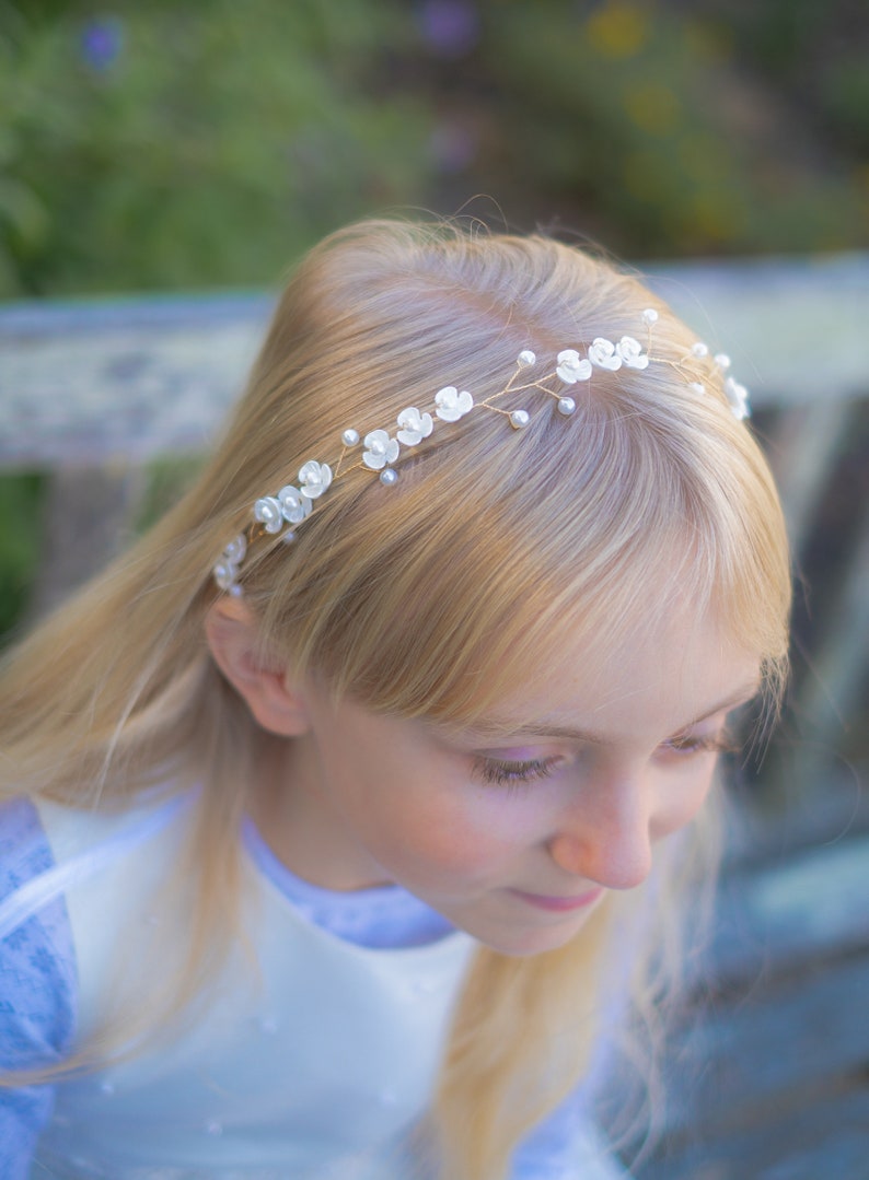 Simple Pearl Bridal Headband Flower Girl Headband First Etsy
