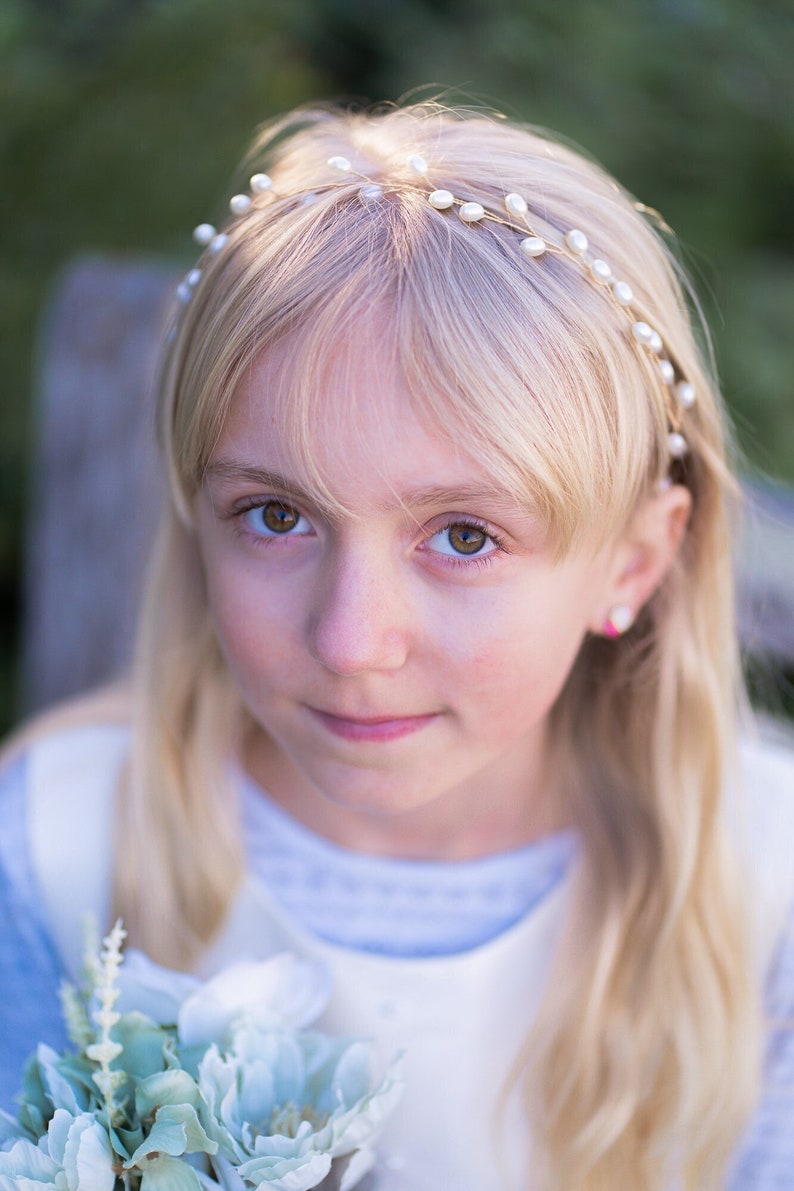 Simple Pearl Bridal Headband Flower Girl Headband Bridesmaid Etsy