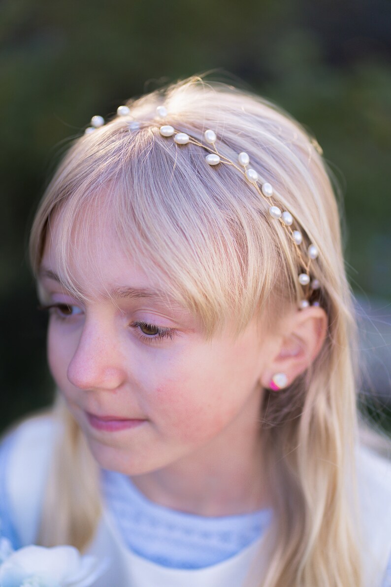 Simple Pearl Bridal Headband Flower Girl Headband Bridesmaid Etsy