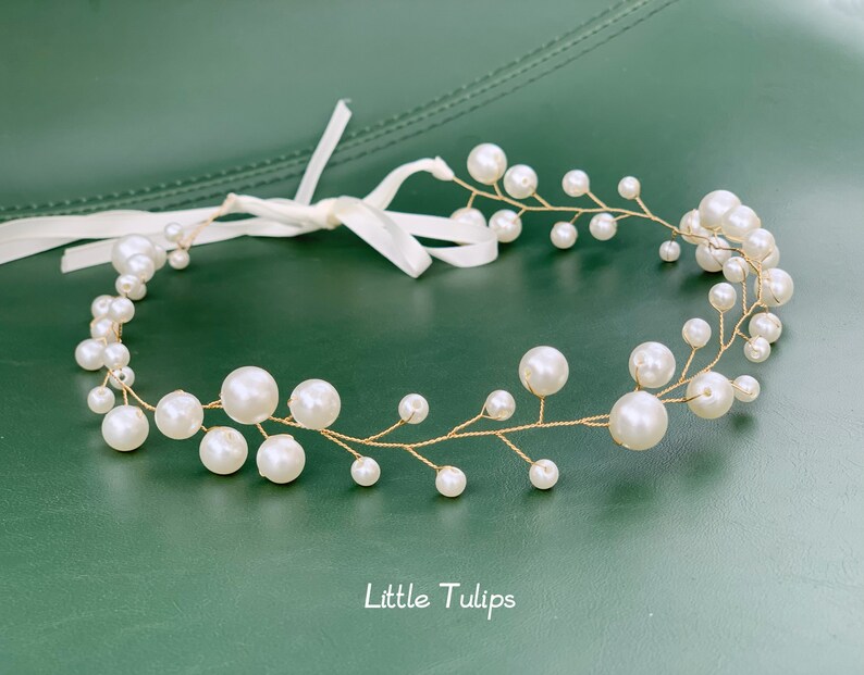 Simple Pearl Bridal Headband Largesized Pearl Headband Etsy