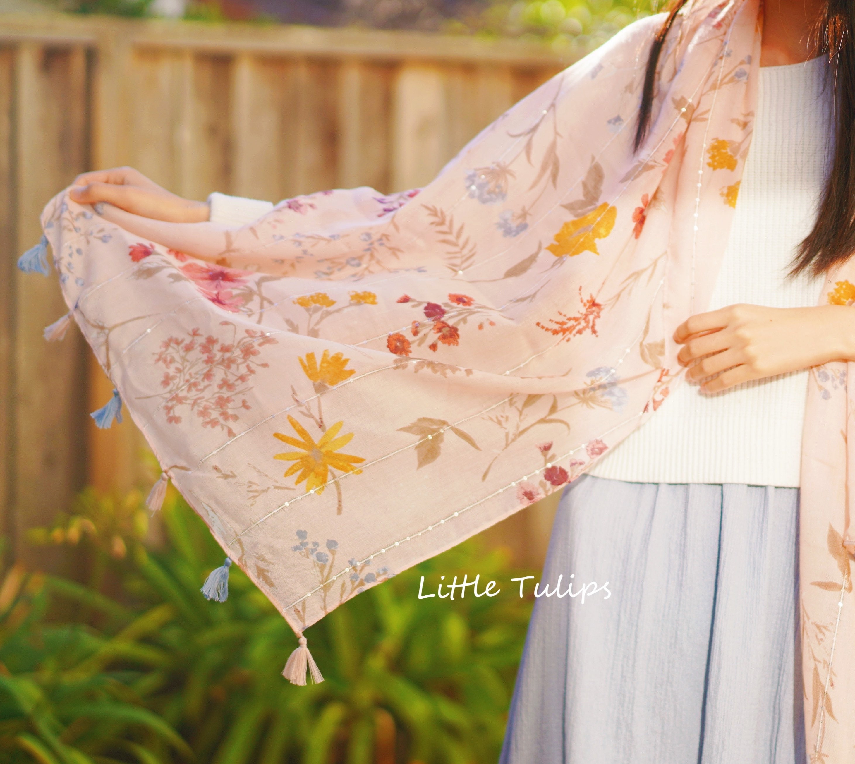 Pink Floral Scarf Fall Leaf Scarf Long Scarf Fall Winter - Etsy Singapore