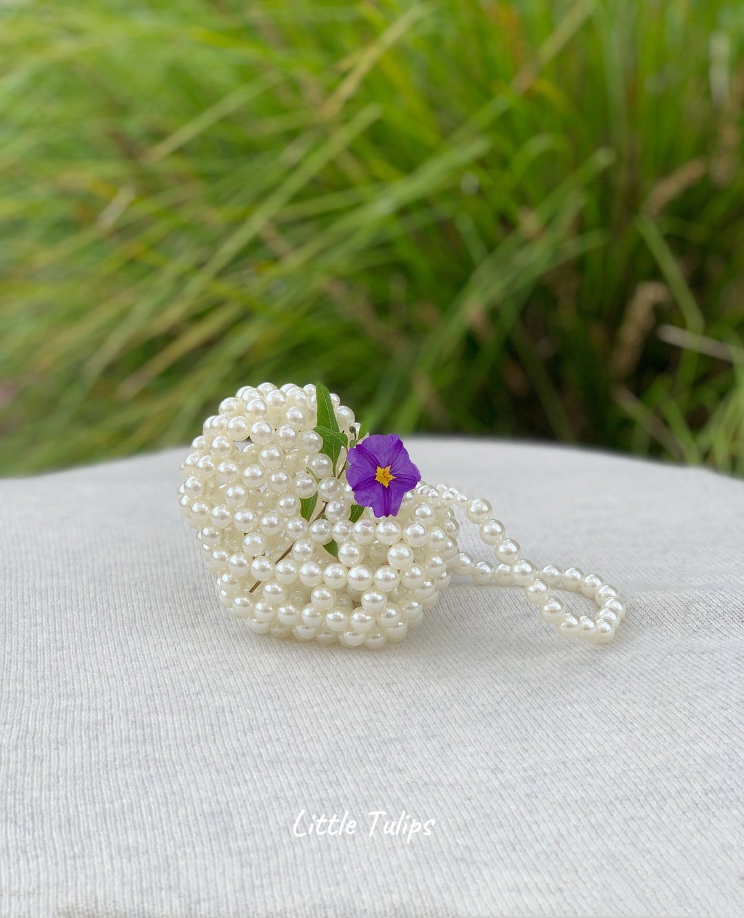 Beaded Flower Girl Basket, White Wedding Basket, Wedding Flower Girl