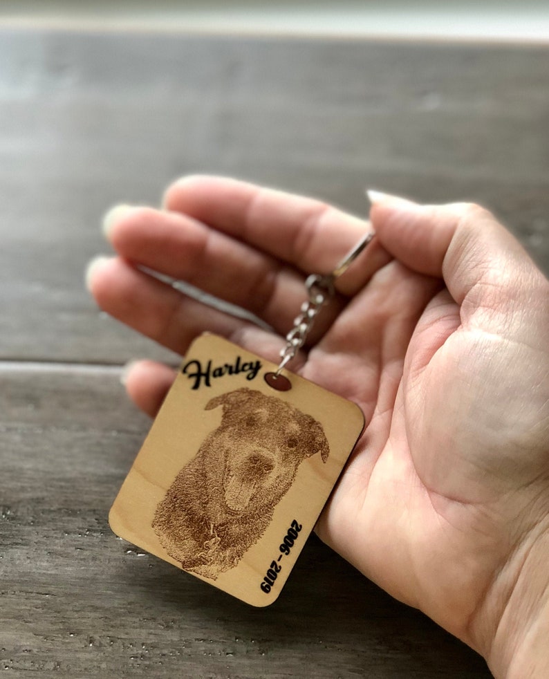 Rectangular Pet Memorial Keychain Laser Engraved With Your Etsy