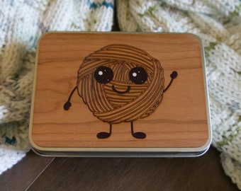 Knitting Notions Tin - Kawaii Yarnball