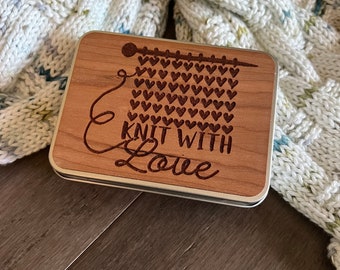Knitting Notions Tin - Knit with Love