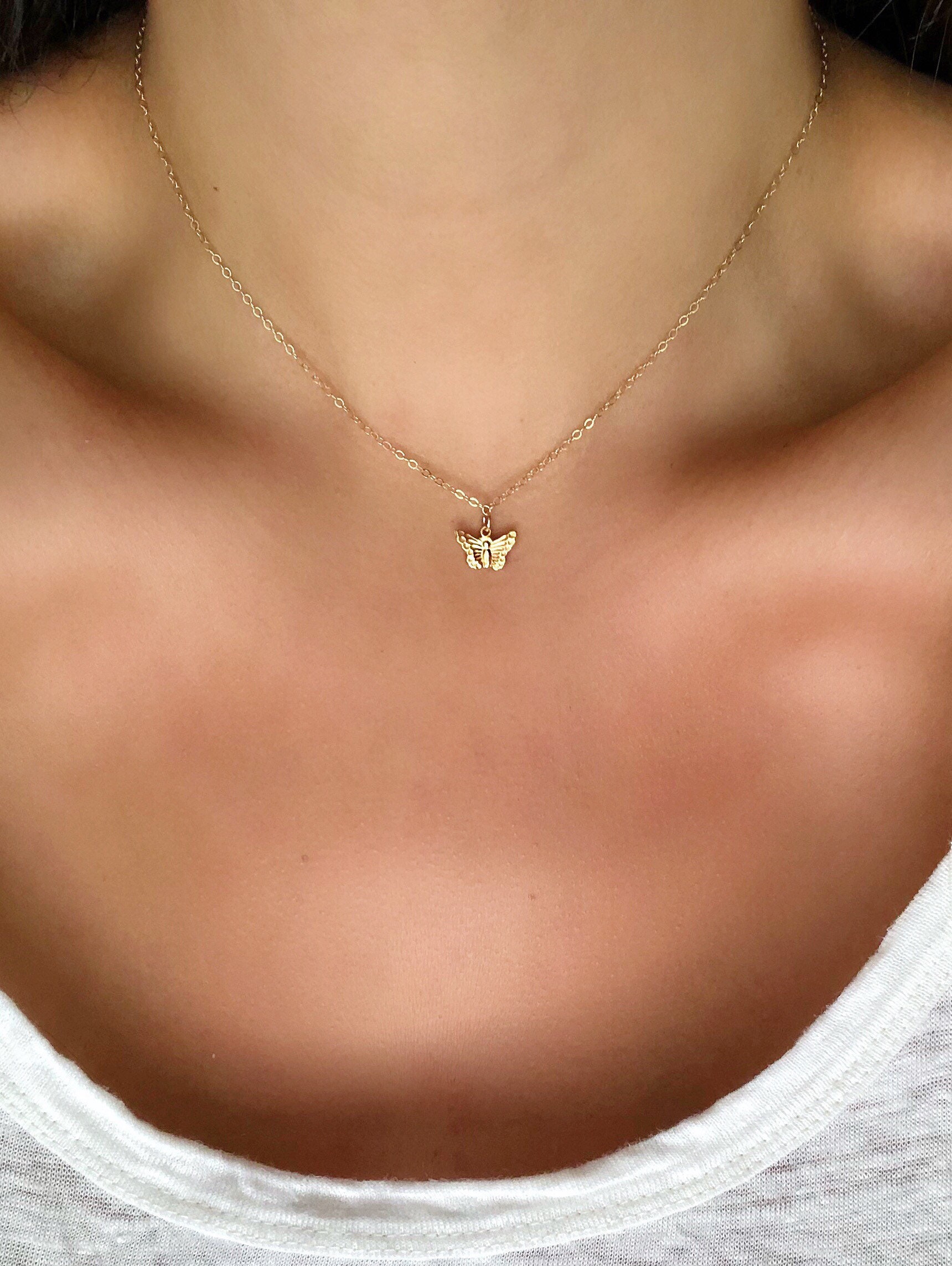 Download 14k Gold Filled Delicate Butterfly Necklace Gift For Her Etsy