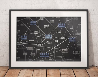 The L Word Chart - PRINTABLE Wall Art, Landscape Chart, Large Wall Art, Chalk Black and Blue, LGBT Wall Decor, Equality Poster